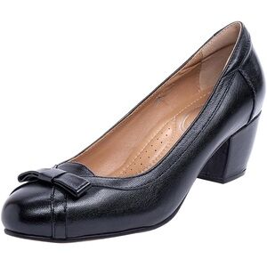 Mona Flying Leather 6.5 Pump ChunkyMed Heel Round Toe Office Dress Shoes/341